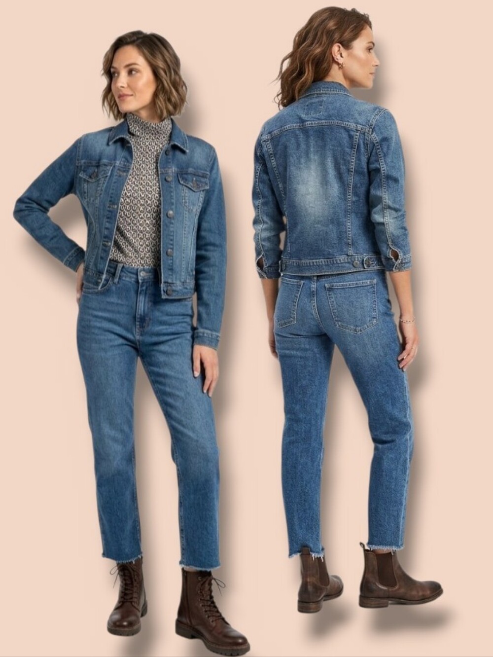Women's Dark Wash Fitted Denim Jacket By Reserved Brand